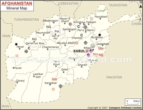 topographic maps of afghanistan. Afghanistan Mineral Map