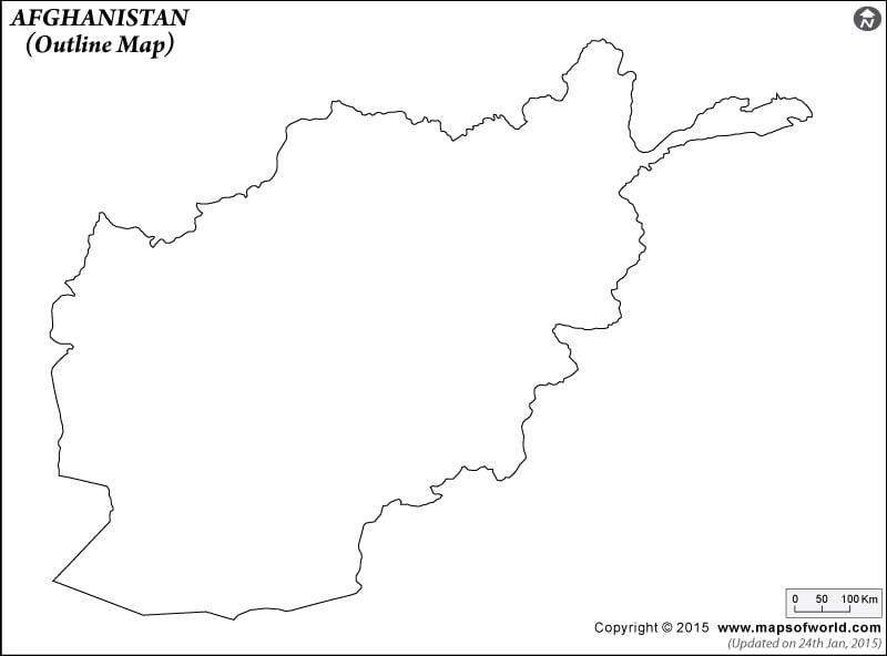 outline map of world countries. Afghanistan Outline Map