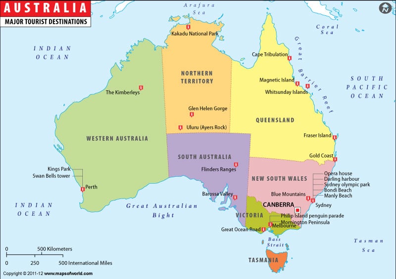 Australia Travel Map, Travel Map of Australia