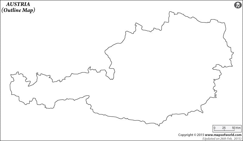 maps of austria. Outline Map of Austria