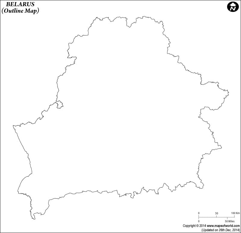 blank world map outline with countries. Outline Map of Belarus