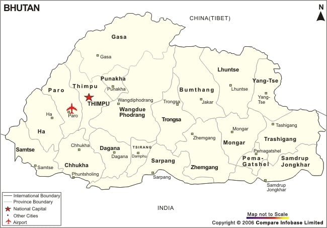 Airport Map of Bhutan