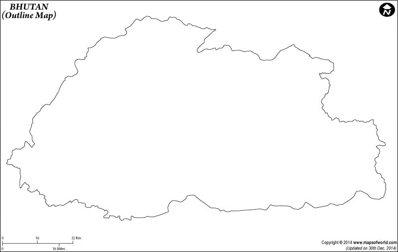 new york map outline. Outline Map of Bhutan
