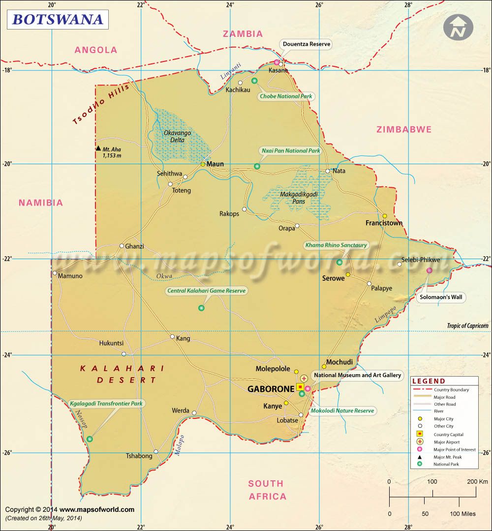 map of botswana semblance