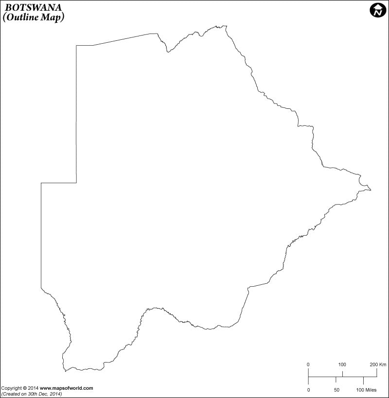 a map of botswana. Outline Map of Botswana