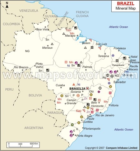 maps of brazil. Brazil Mineral Map