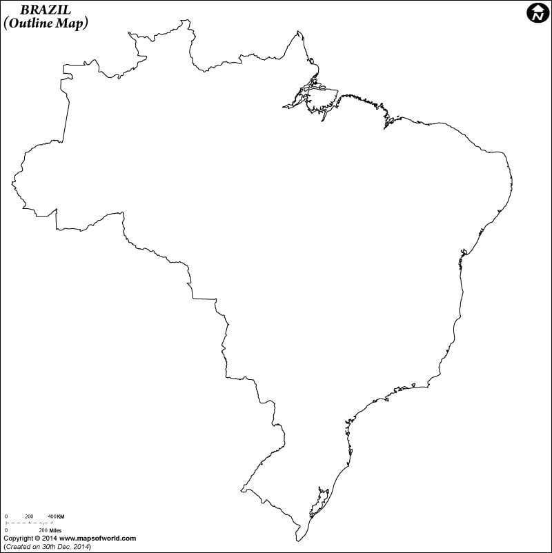 World Map Blank Outline. Brazil Outline Map