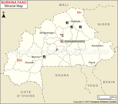 physical map of burkina faso. Burkina Faso Mineral Map