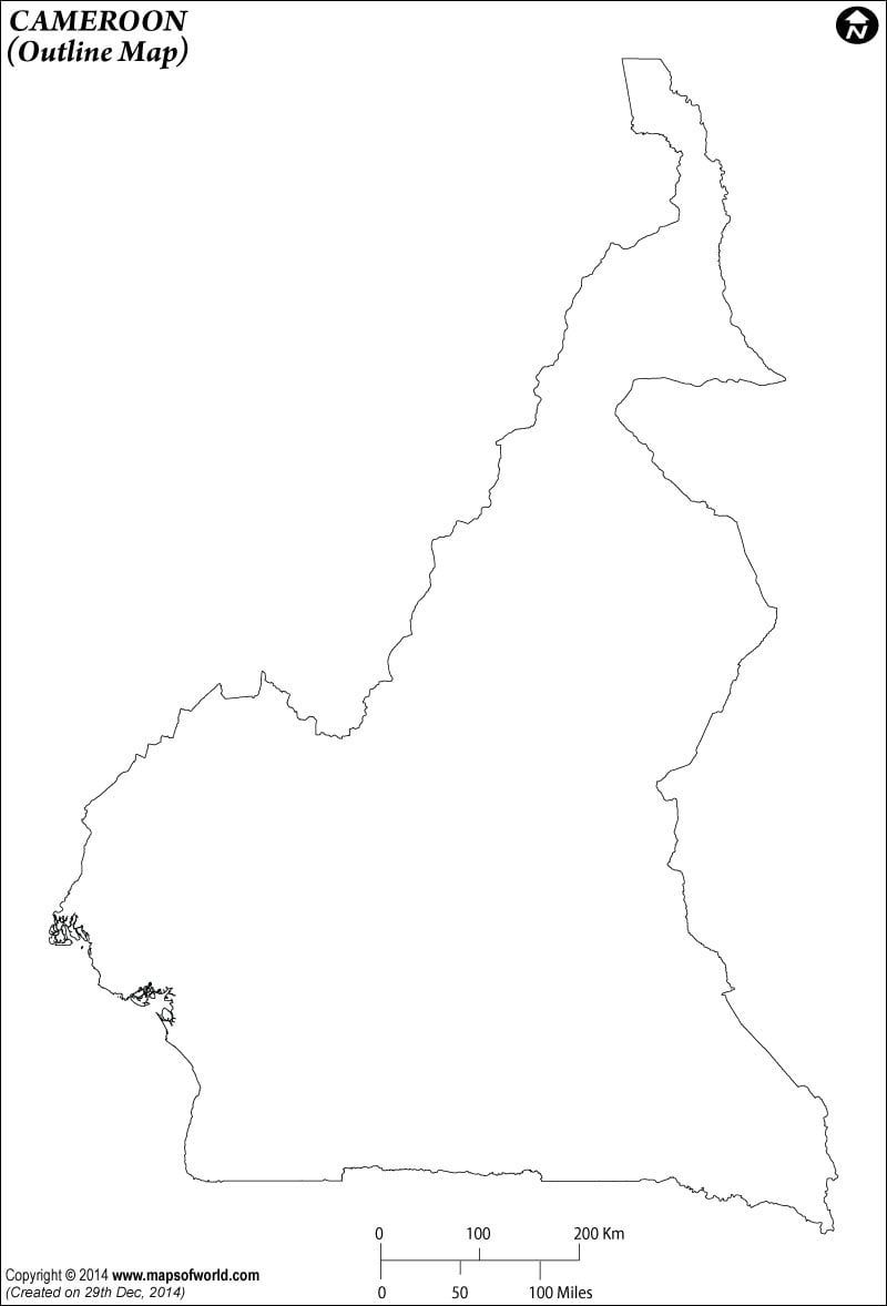 blank map of asia. Outline Map of Cameroon