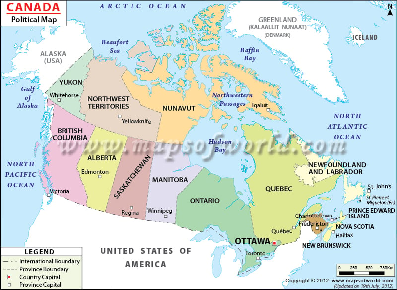 physical map of british columbia canada. Canada Political Map