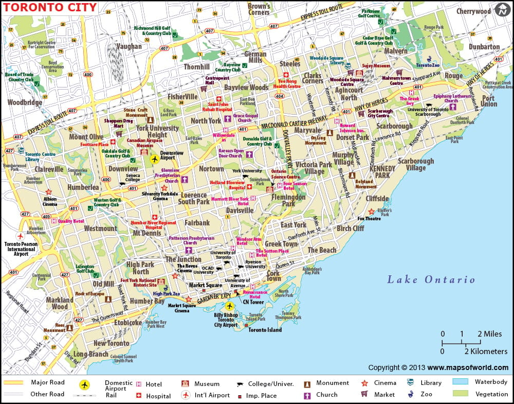 Toronto Map, City Map of Toronto, Canada