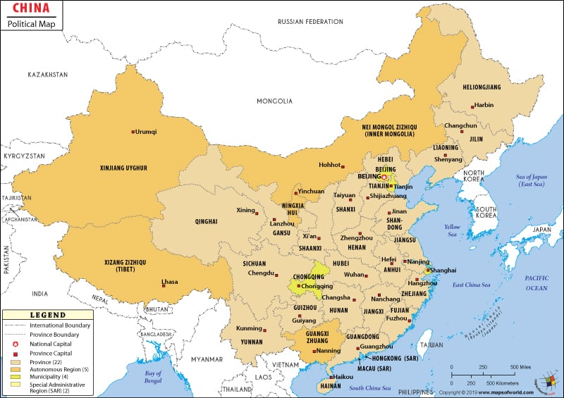 southeast asia map political. Political Map of China
