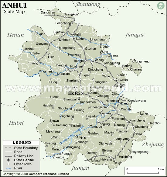 map of china provinces. Province Map of Anhui