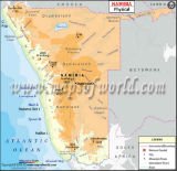 Namibia Physical Map Namibia Physical Map