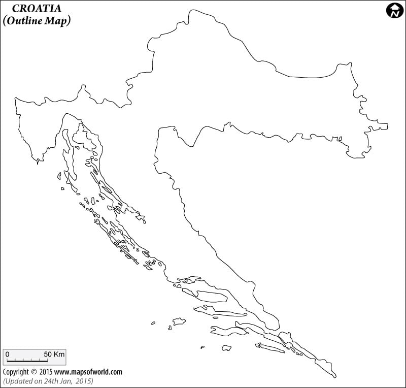 london map outline. Outline Map of Croatia