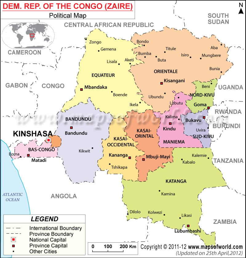Democratic Republic of Congo Political Map