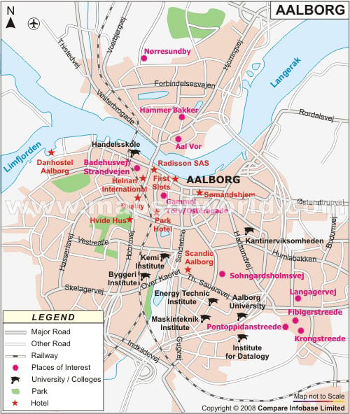 Map of Aalborg, Denmark