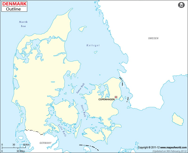 a map of benin. Outline Map of Denmark