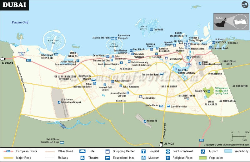 the world dubai map. Dubai Map