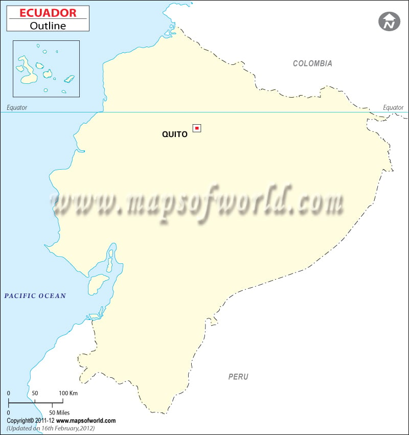 Outline Map of Ecuador. Disclaimer : All efforts have been made to make this 