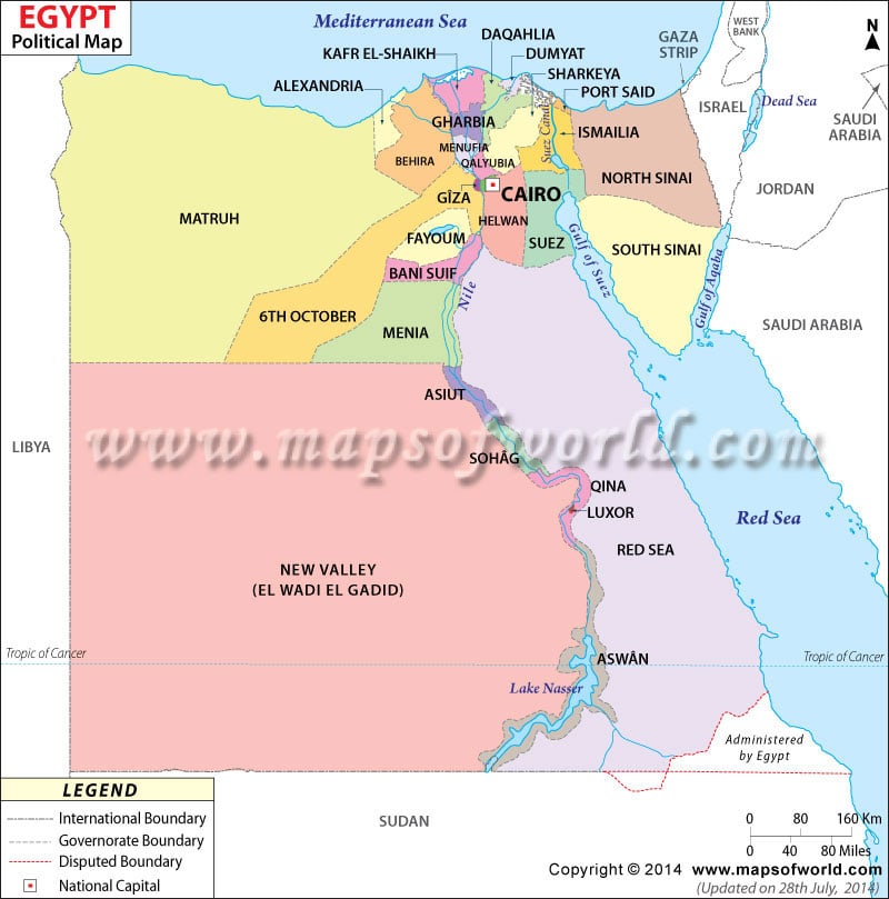 Πολιτικό χάρτη της Αιγύπτου