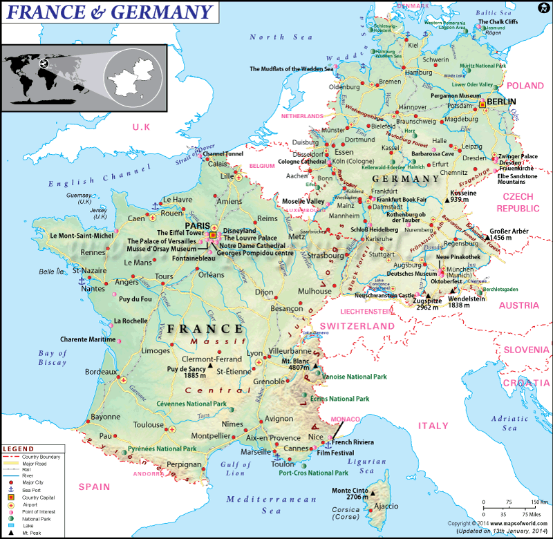 map of germany and france