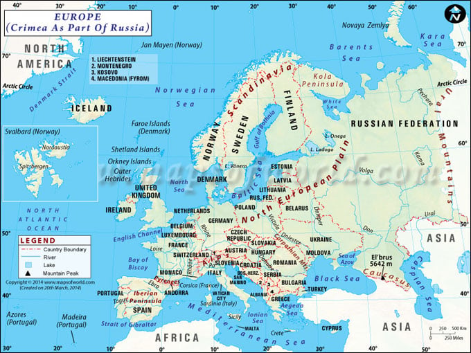 Europe Map with Countries, Map of Europe, European Countries Map