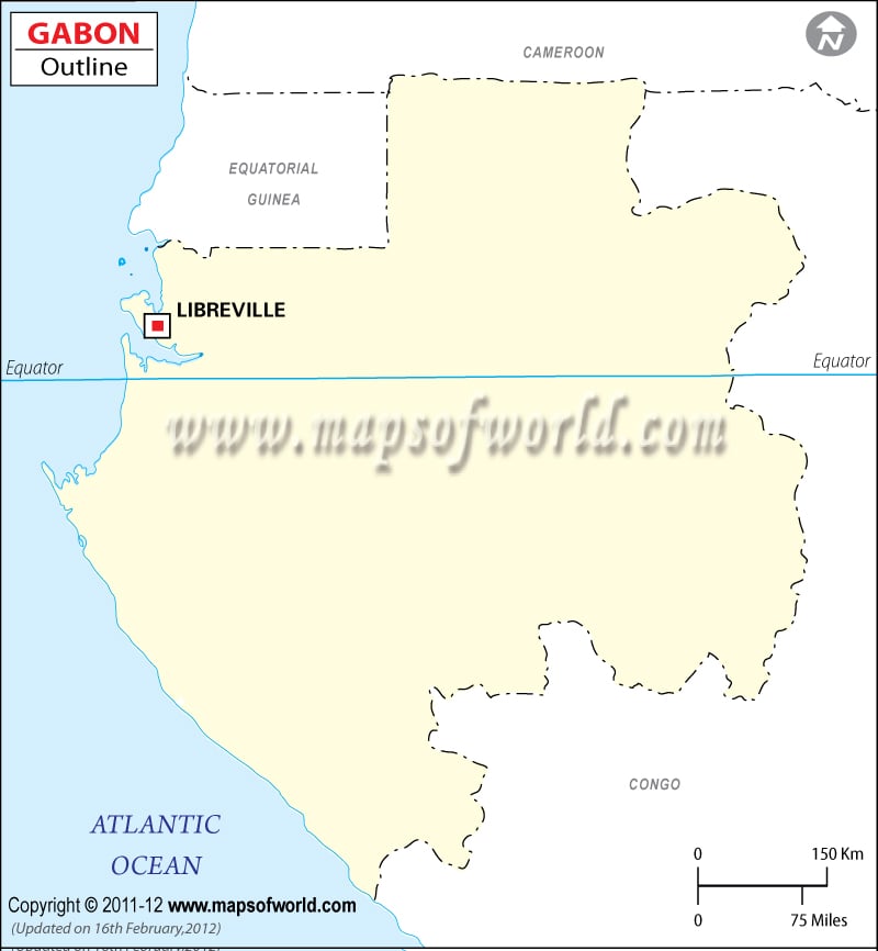 outline map of us and canada. Outline Map of Gabon