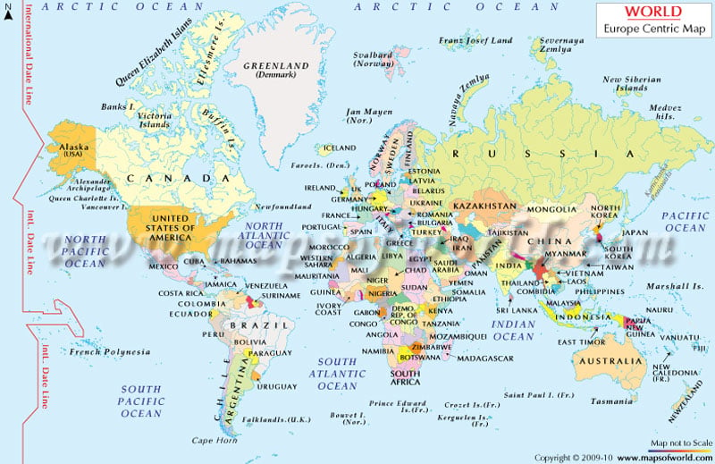 world map europe. Europe Centric World Map