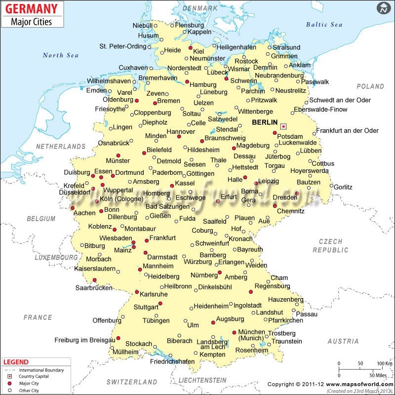 Cities in Germany | Germany Cities Map