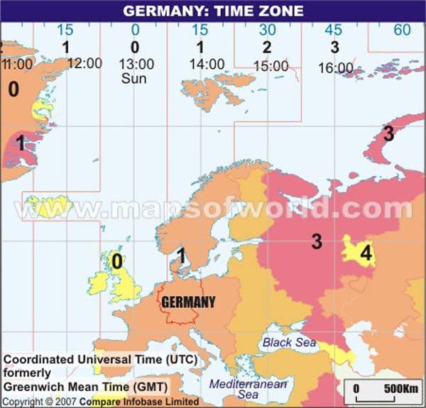 time zone map with times. Europe time zones map with
