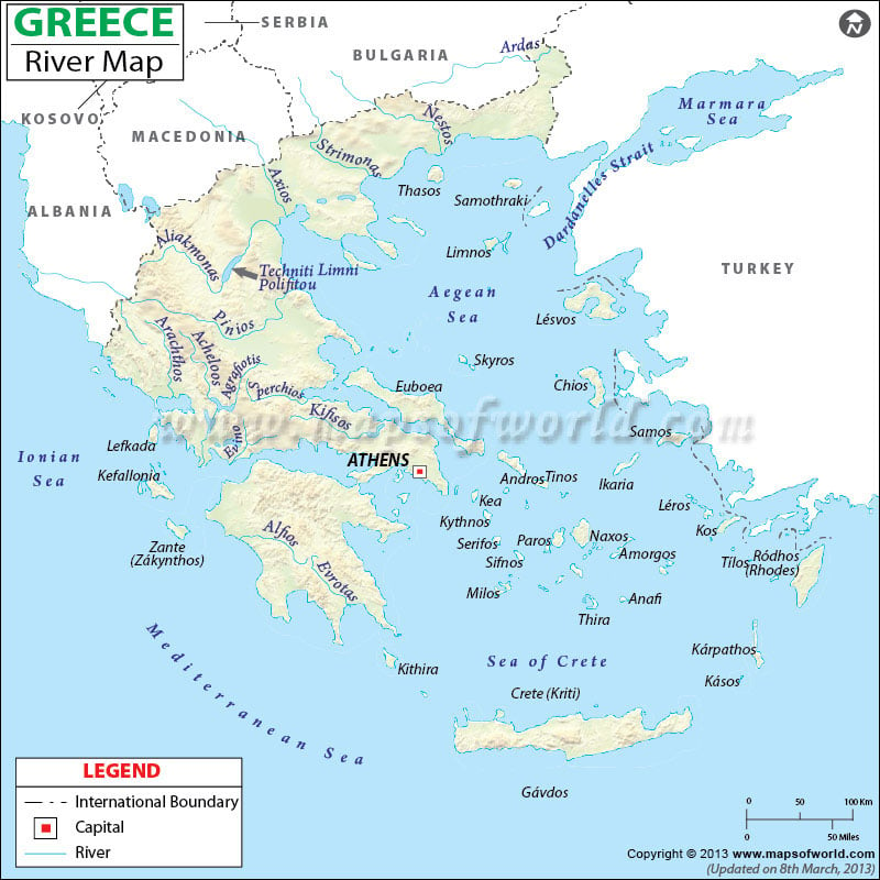maps of greece. Greece River Map