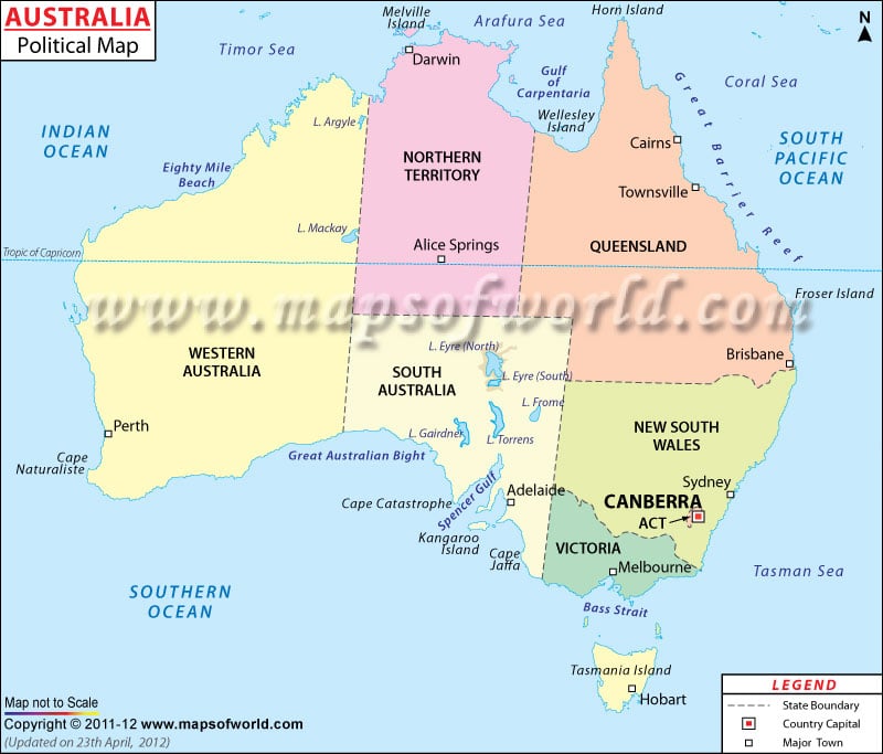 Map Of Oceania And Australia. Australia Map