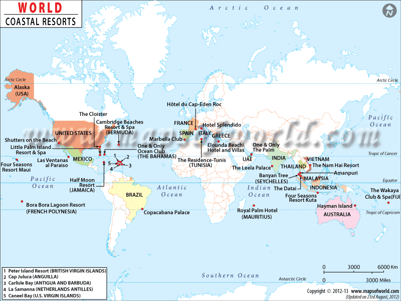 World Coastal Resort Map