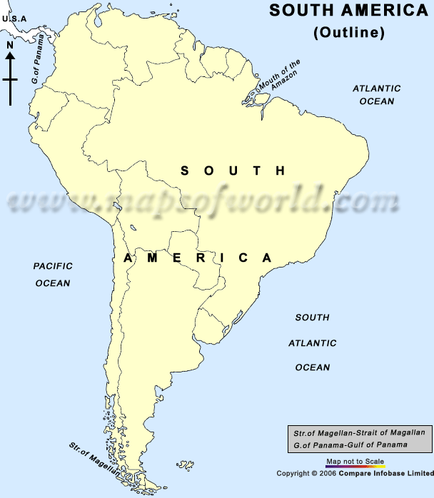 Blank/Outline Map of South America