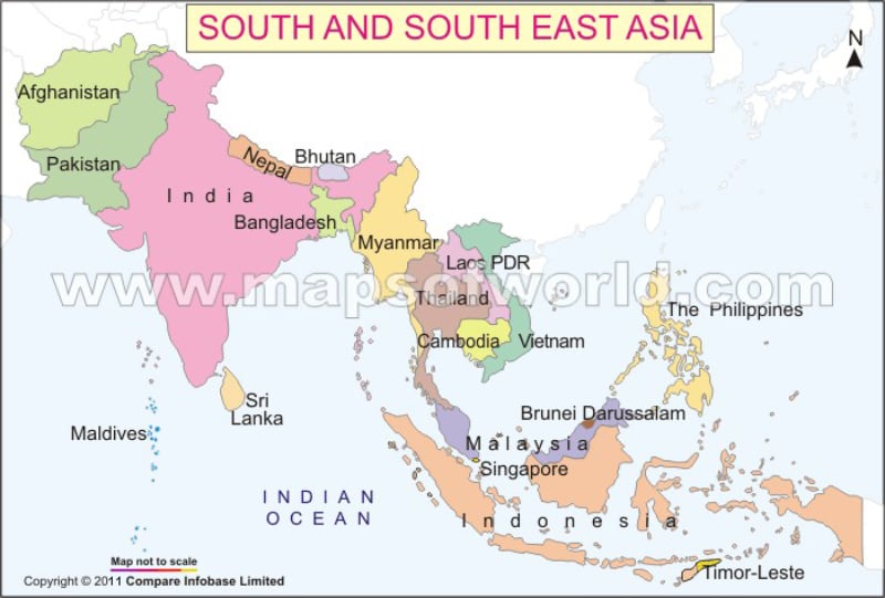 east asia map physical. South East Asia Map