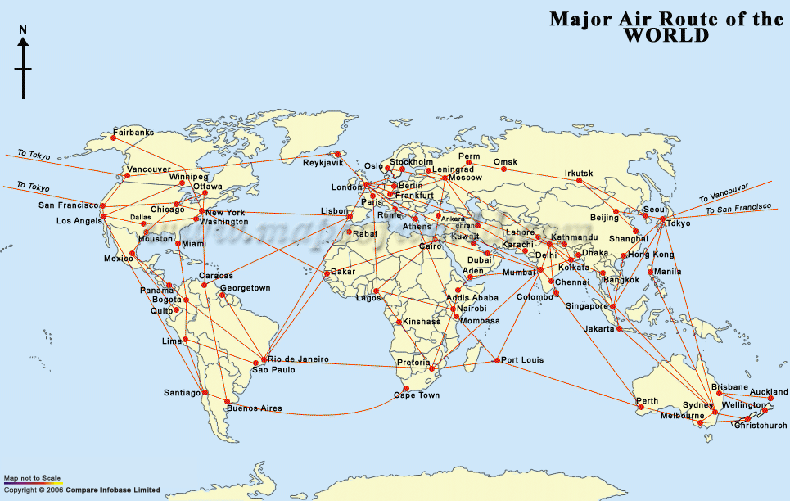 holiday world map. World Map of Major Air routes. Disclaimer : All efforts have been made to 
