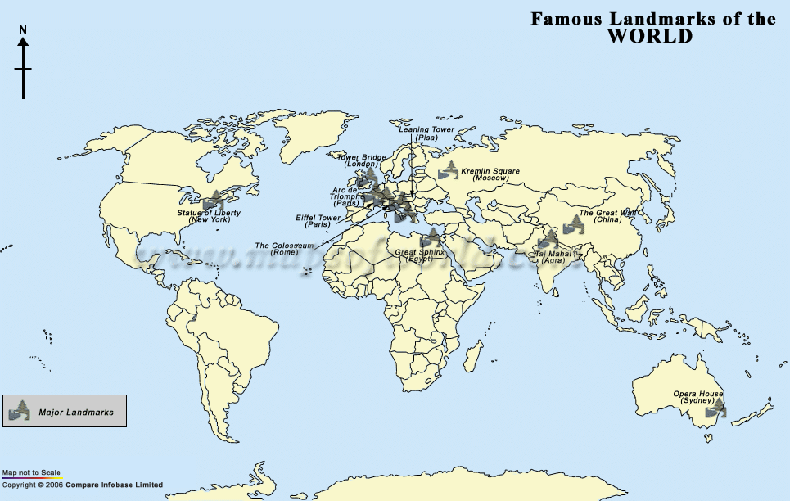 World Map of Landmarks of the World