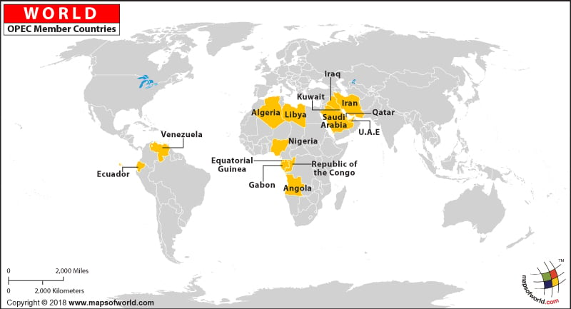 map of the world countries. OPEC Member Countries