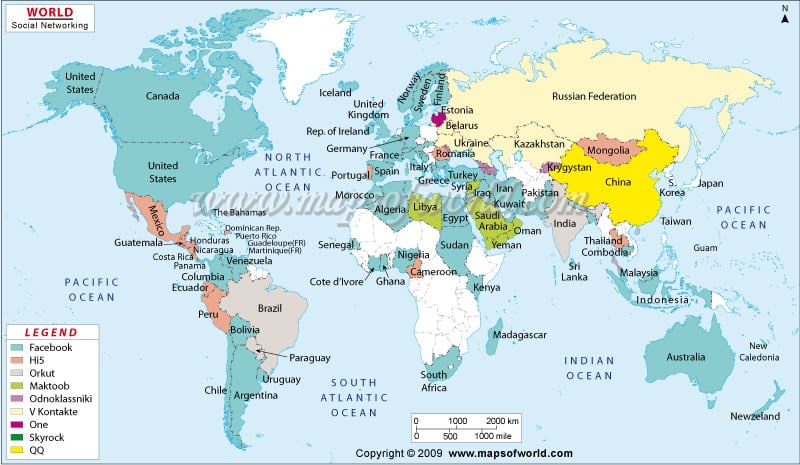 Social Networking Websites Popularity Map