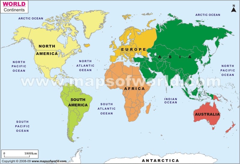 continents of world. World Continents Map
