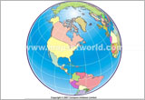 World Political America Centred Map in World From Space Projection