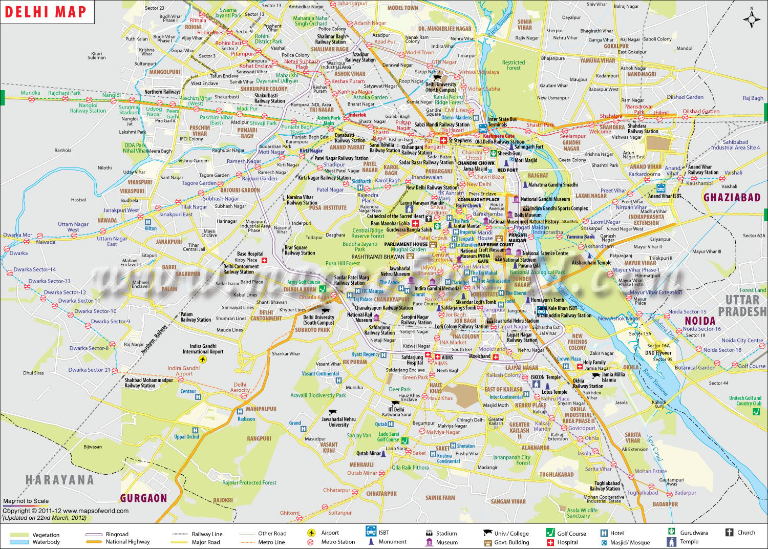 Delhi Map, City Map of Delhi, Capital of India