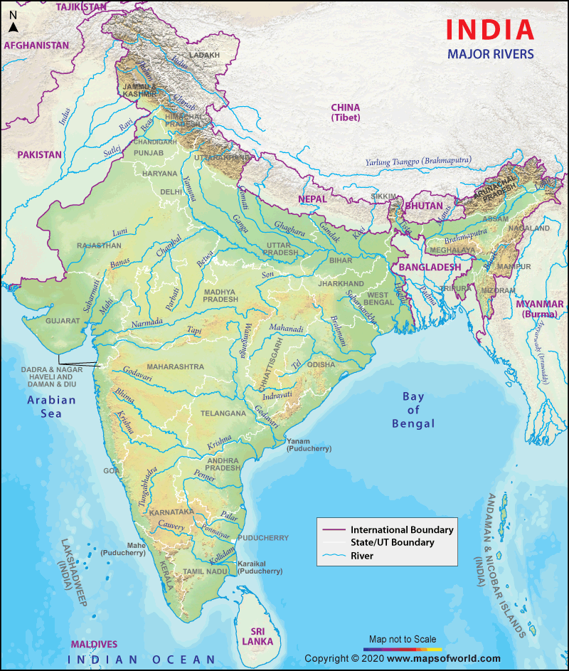 map of south asia with rivers