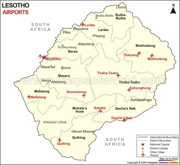 Lesotho Airport Map