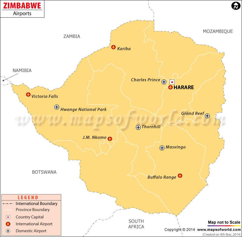 Airport Map of Zimbabwe