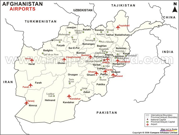 Airport Map of Afganistan