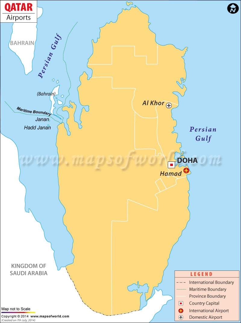Political Map Of Qatar. Qatar Airport map