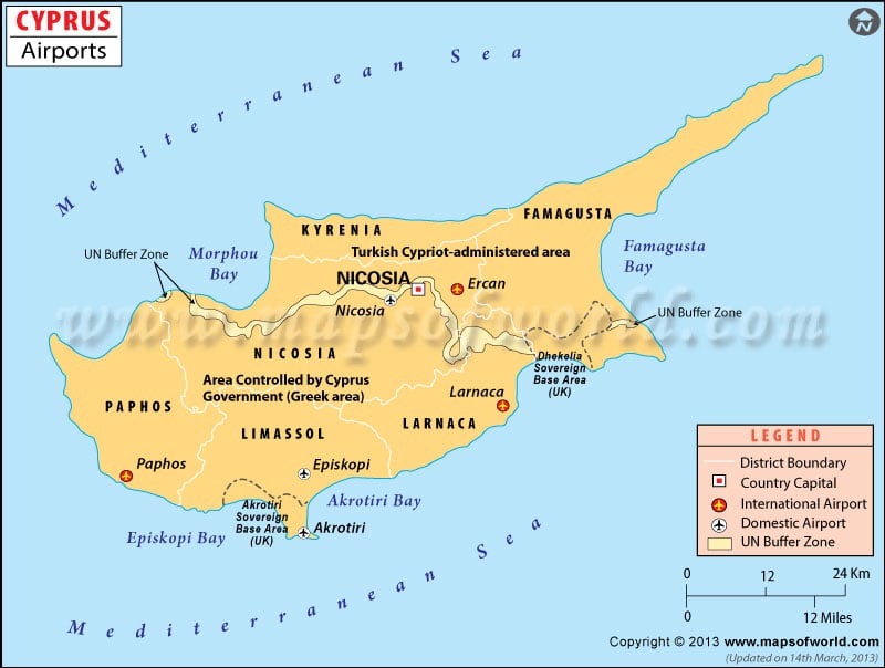 Cyprus Airports Map 