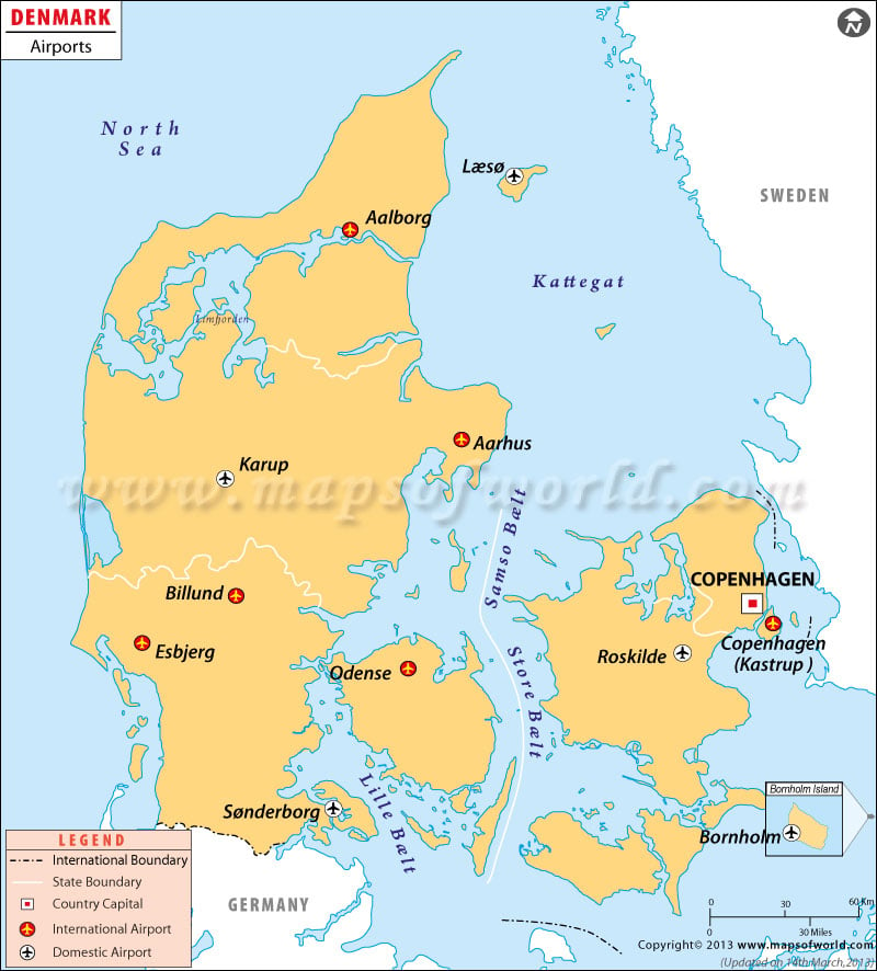 Denmark Airports Map 